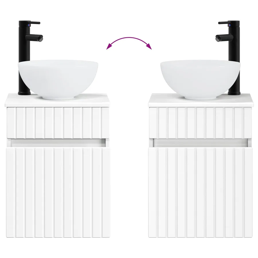 Meuble de lavabo mural Blanc 39 x 35 x 63 cm Bois d'ingénierie - 7
