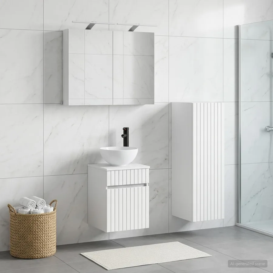 Ensemble de mobilier de salle de bain 4 pcs Blanc - 4