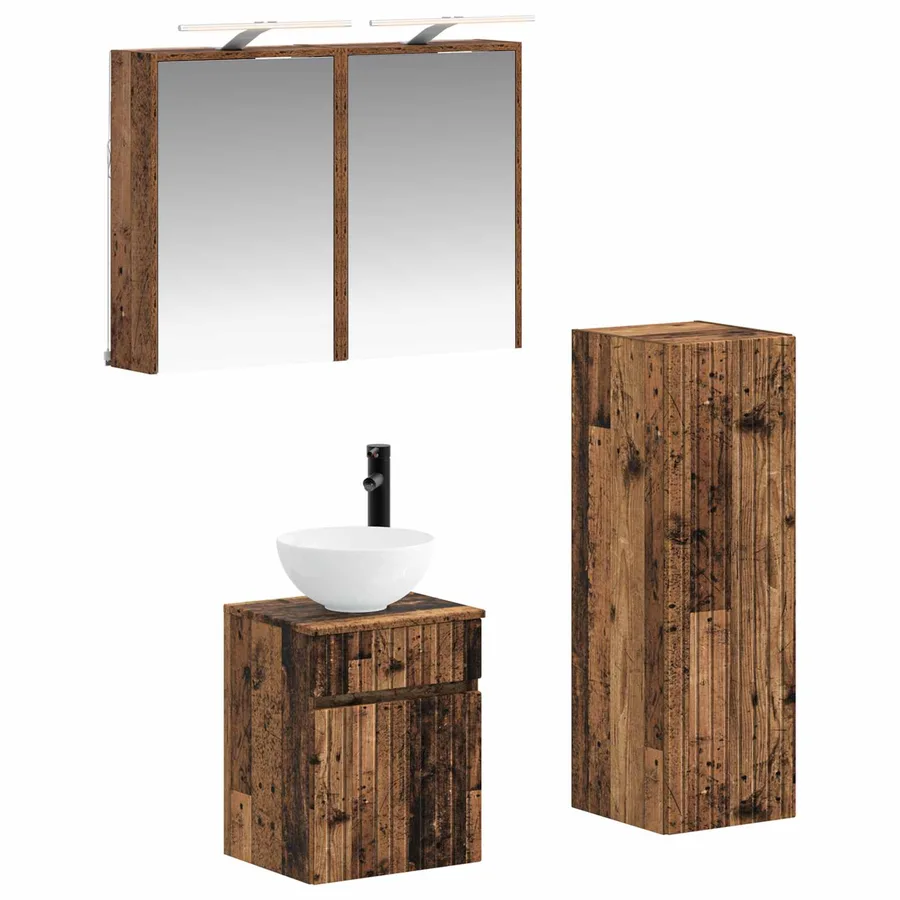 Ensemble de mobilier de salle de bain 4 pcs Bois ancien - 2