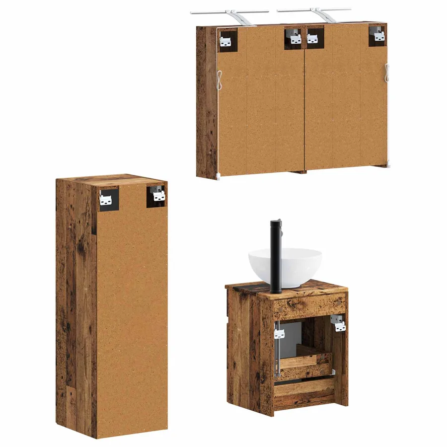 Ensemble de mobilier de salle de bain 4 pcs Bois ancien - 5