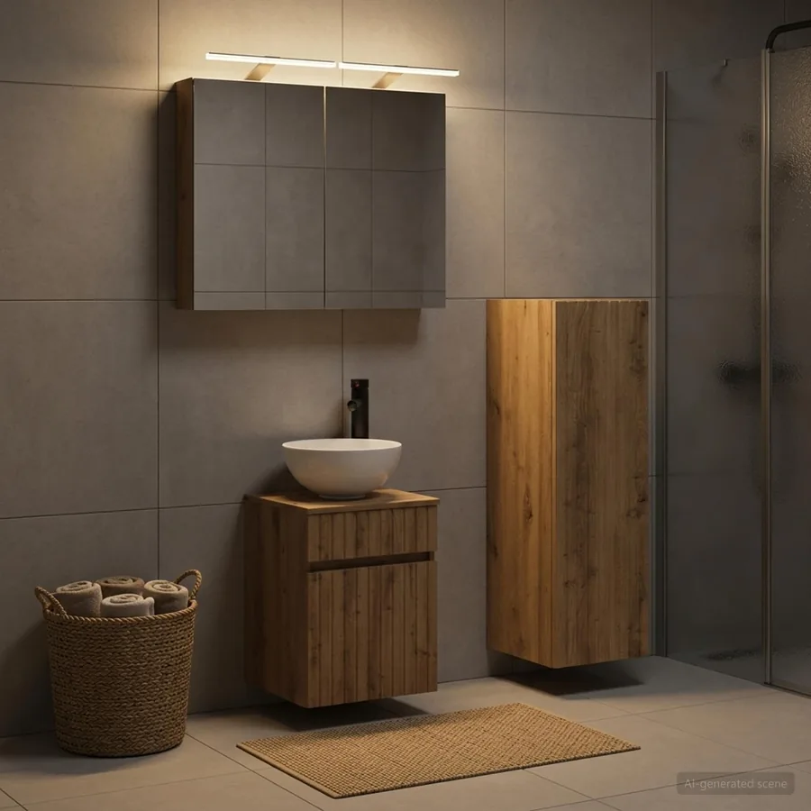 Ensemble de mobilier de salle de bain 4 pc Chêne artisanal