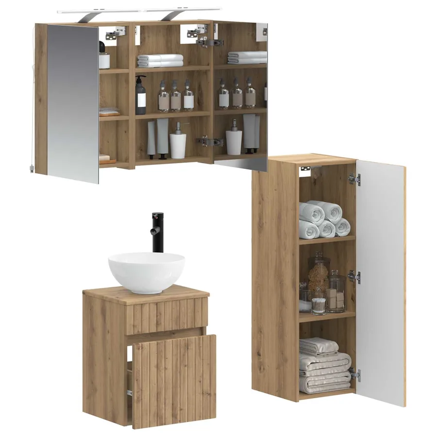 Ensemble de mobilier de salle de bain 4 pc Chêne artisanal - 3
