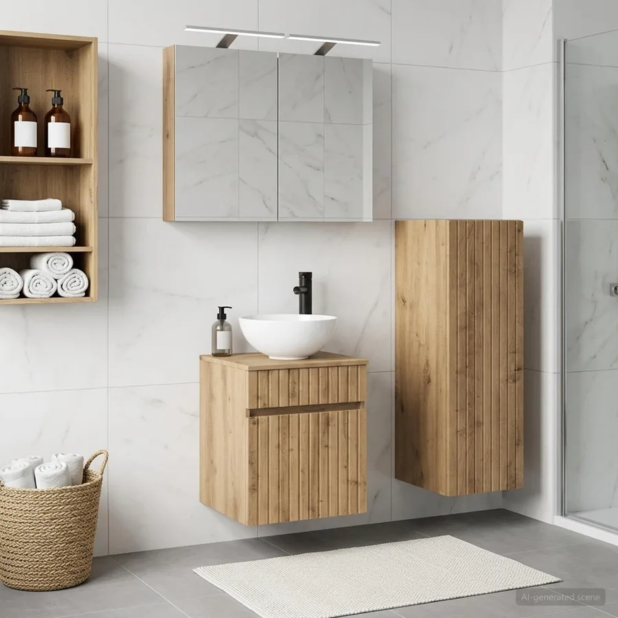 Ensemble de mobilier de salle de bain 4 pc Chêne artisanal - 4