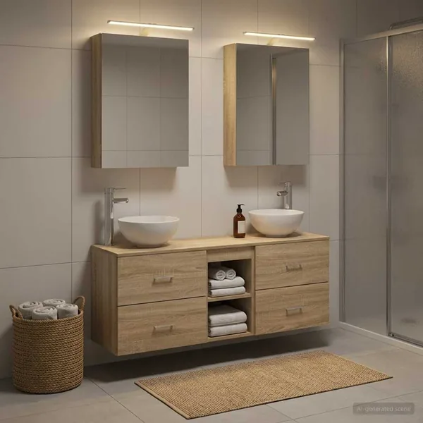 Ensemble d'armoire de salle de bain 5 pcs Chêne Sonoma