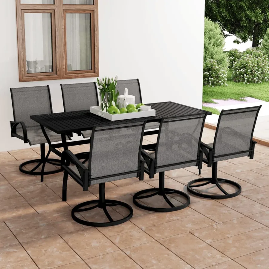 Ensemble à manger de jardin 7 pcs textilène et acier