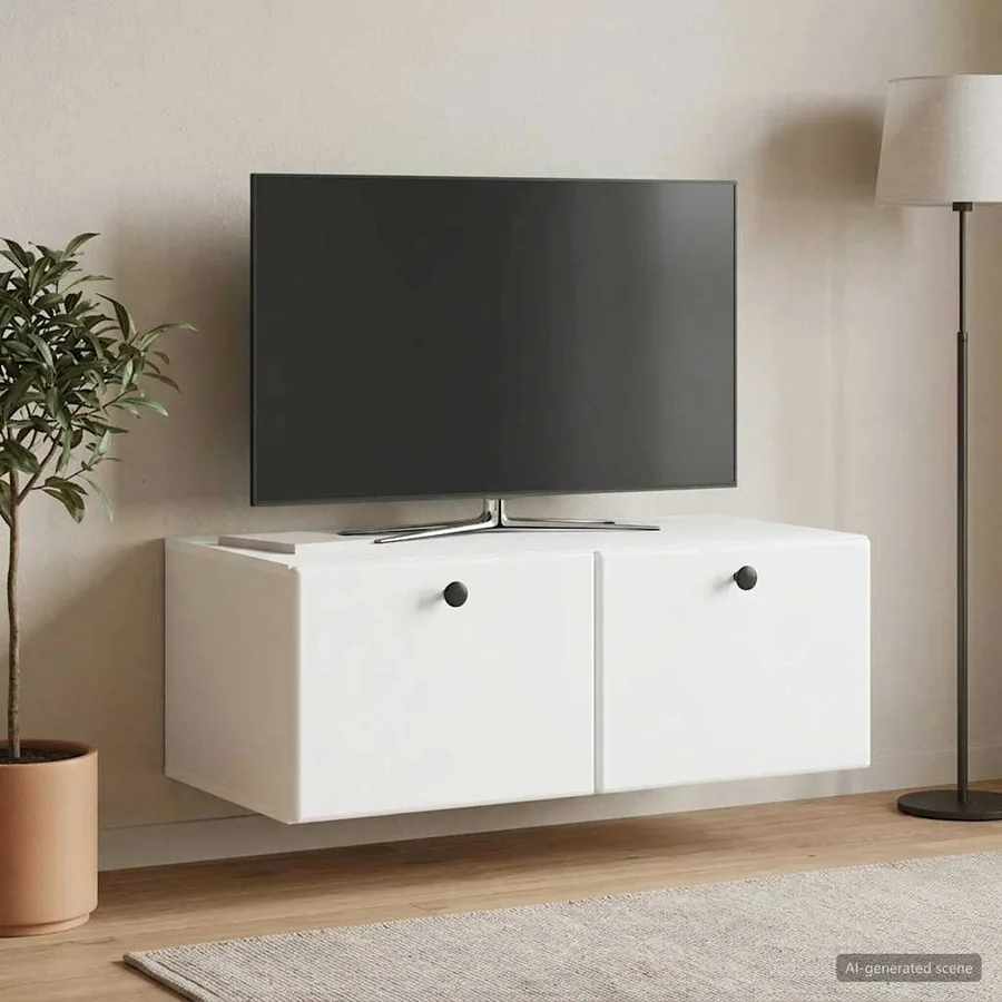 Meuble TV mural 78,5 x 41 x 30 cm Blanc Bois d'ingénierie