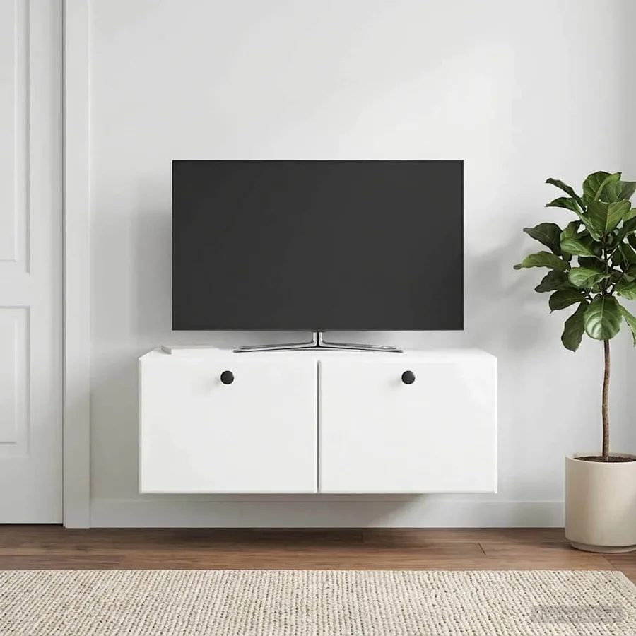 Meuble TV mural 78,5 x 41 x 30 cm Blanc Bois d'ingénierie - 4