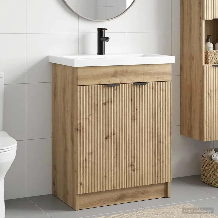 Ensemble de mobilier de salle de bain Chêne artisanal