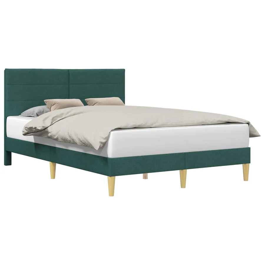 Cadre de lit avec tête de lit Vert foncé 140 x 200 cm Tissu - 2