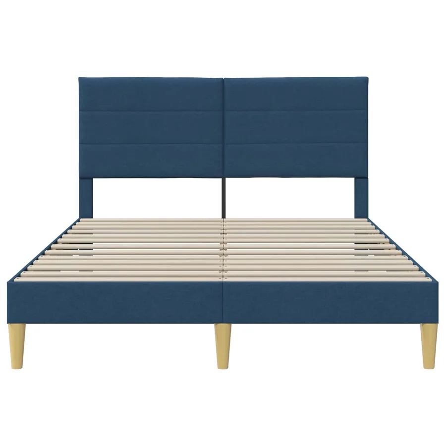 Cadre de lit avec tête de lit Bleu 140 x 190 cm Tissu - 4