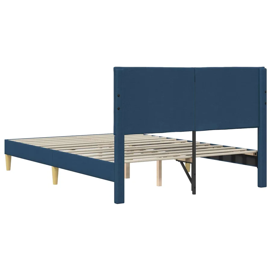 Cadre de lit avec tête de lit Bleu 140 x 190 cm Tissu - 6