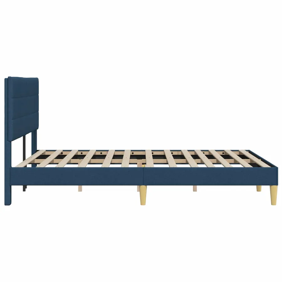 Cadre de lit avec tête de lit Bleu 140 x 200 cm Tissu - 5