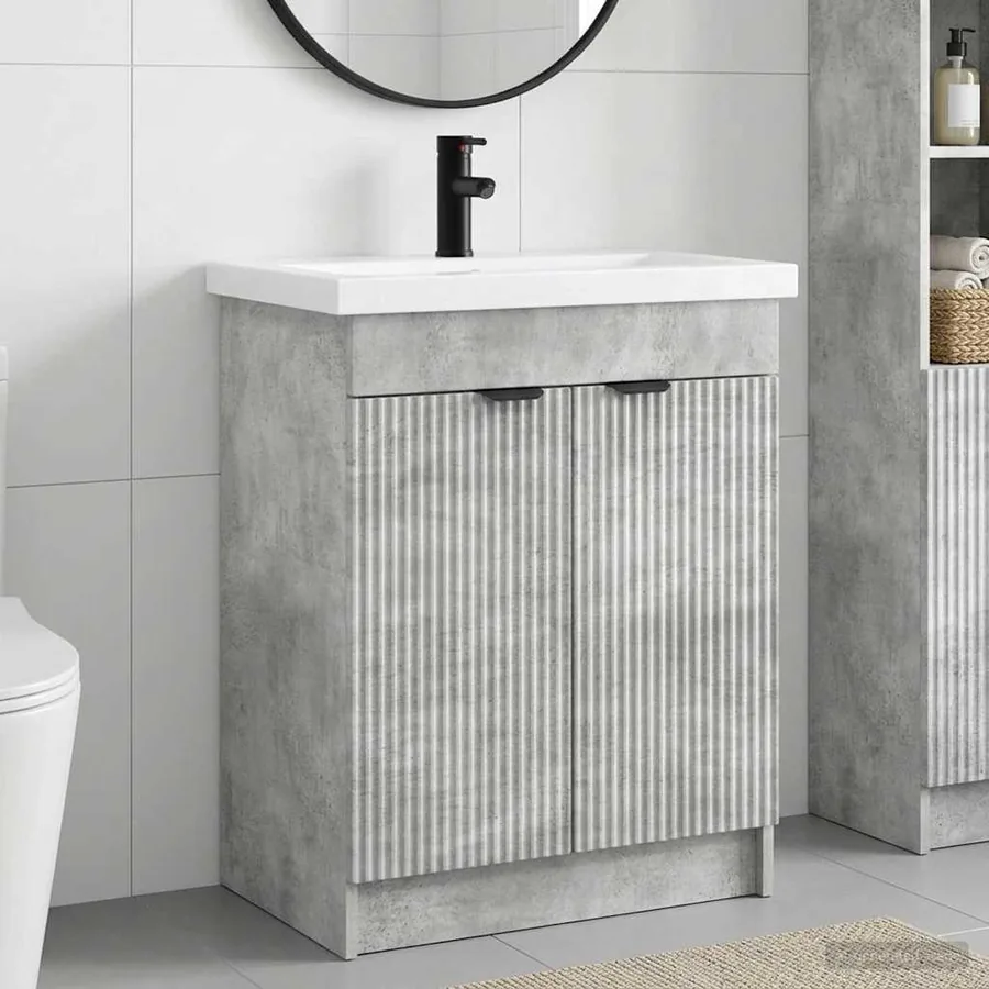 Ensemble de mobilier de salle de bain Gris béton