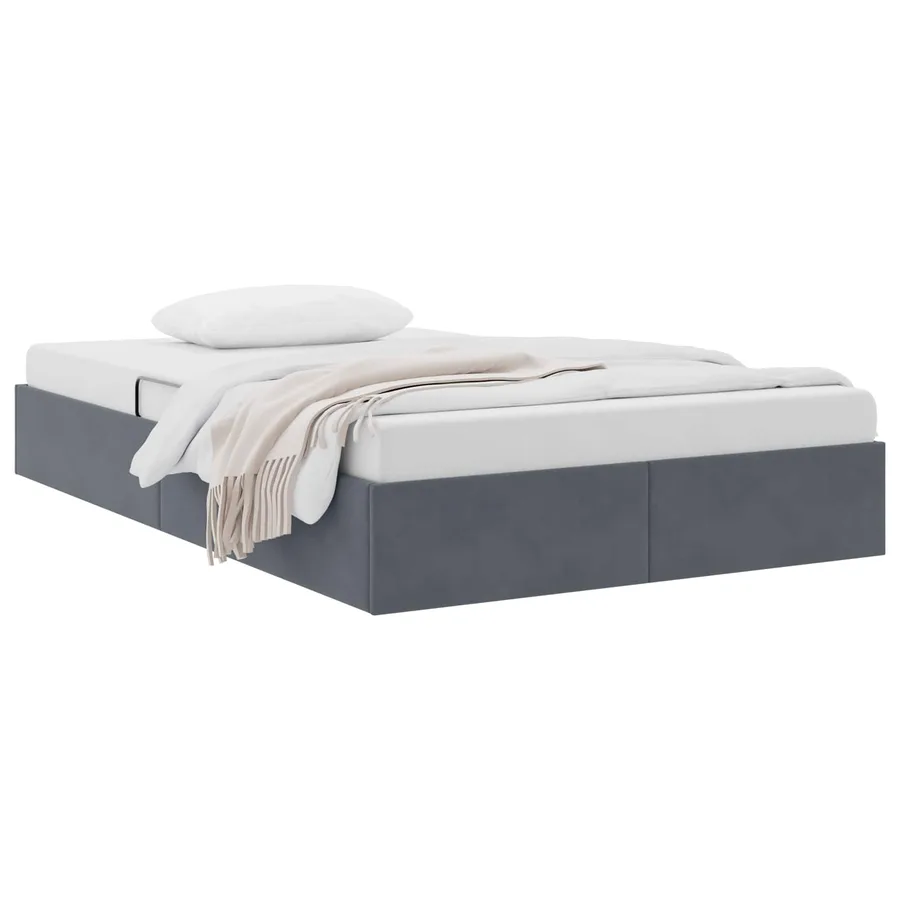 Cadre de lit ottoman Gris foncé 120 x 200 cm Velours - 3