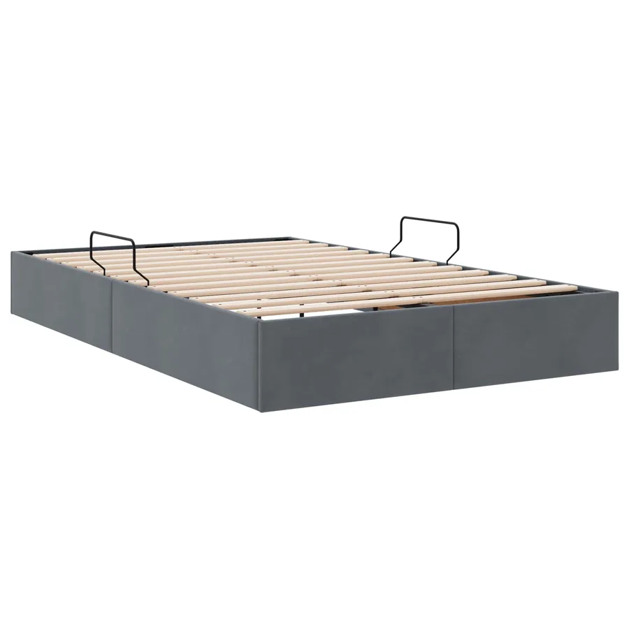 Cadre de lit ottoman Gris foncé 120 x 200 cm Velours - 5
