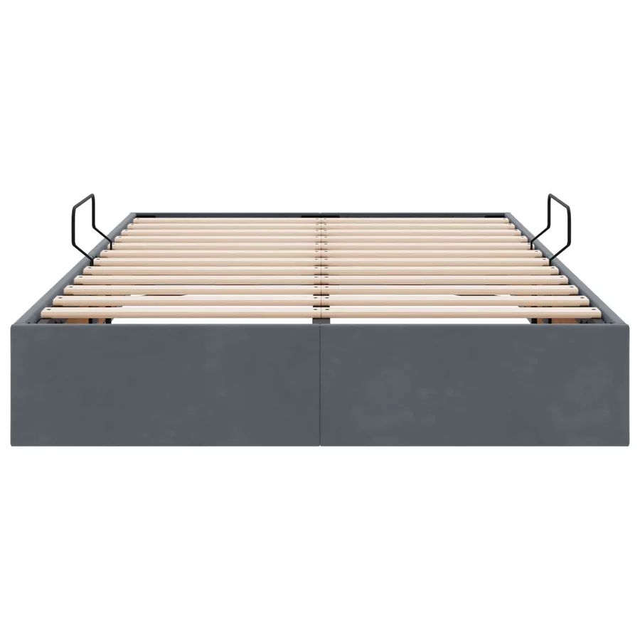 Cadre de lit ottoman Gris foncé 120 x 200 cm Velours - 7