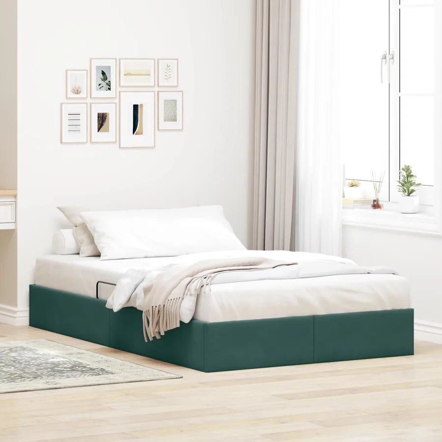 Cadre de lit ottoman Vert foncé 120 x 200 cm Velours