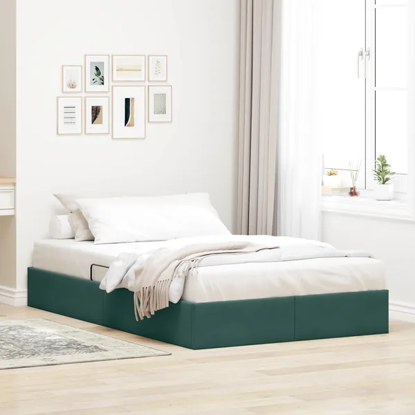 Cadre de lit ottoman Vert foncé 120 x 200 cm Velours