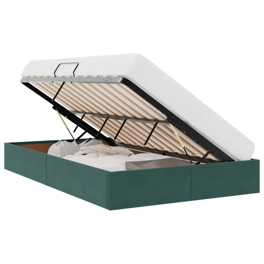 Cadre de lit ottoman Vert foncé 120 x 200 cm Velours - 2