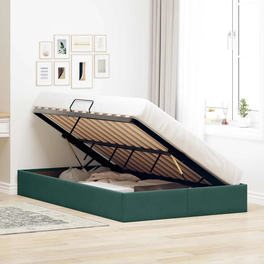 Cadre de lit ottoman Vert foncé 120 x 200 cm Velours - 4
