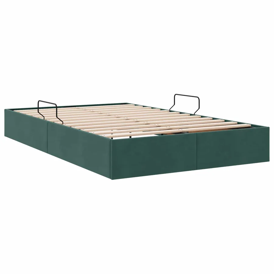 Cadre de lit ottoman Vert foncé 120 x 200 cm Velours - 9