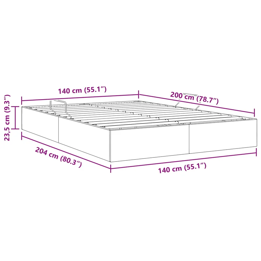 Cadre de lit ottoman Vert foncé 140 x 200 cm Velours - 13