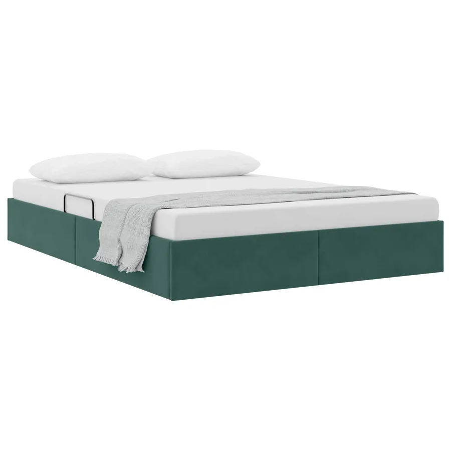 Cadre de lit ottoman Vert foncé 140 x 200 cm Velours - 3