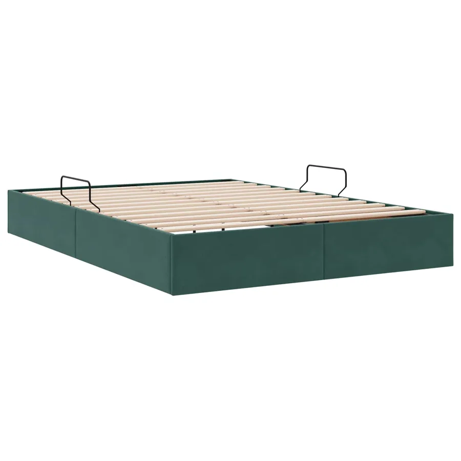 Cadre de lit ottoman Vert foncé 140 x 200 cm Velours - 9