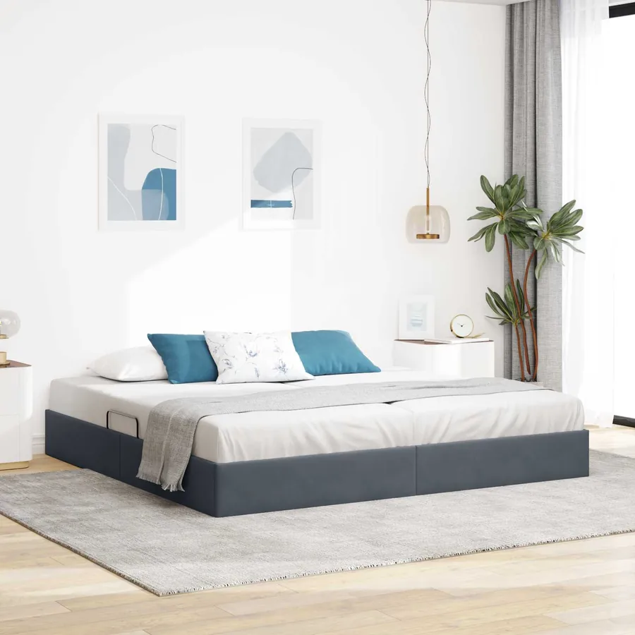 Cadre de lit ottoman Gris foncé 200 x 200 cm Velours