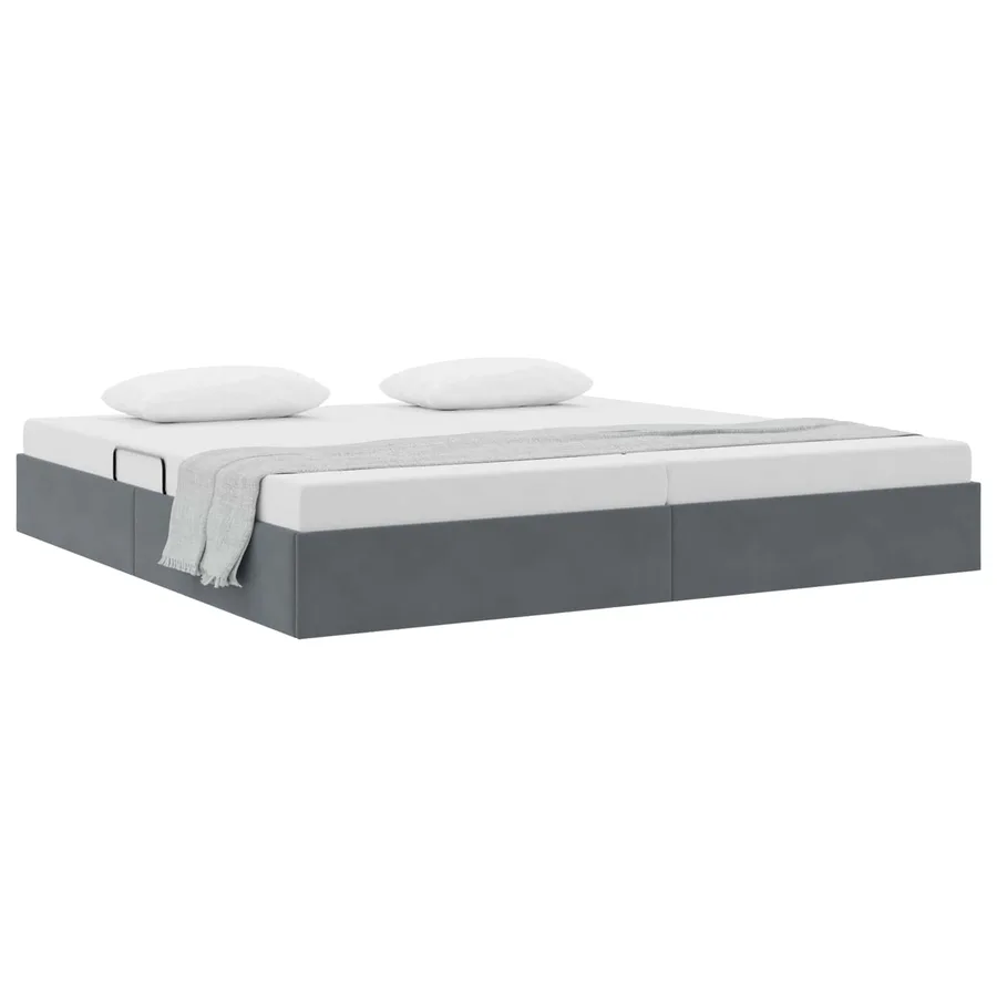 Cadre de lit ottoman Gris foncé 200 x 200 cm Velours - 3