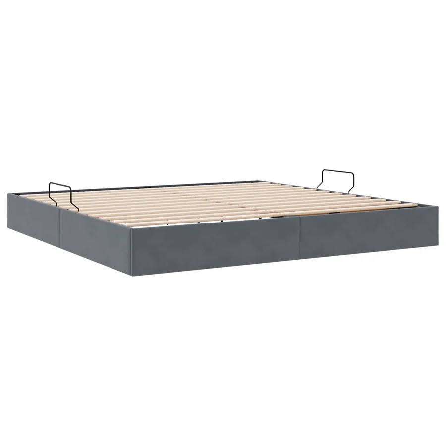 Cadre de lit ottoman Gris foncé 200 x 200 cm Velours - 9