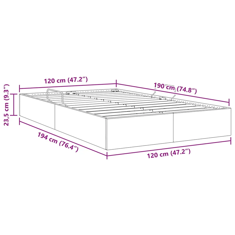 Cadre de lit ottoman Gris clair 120 x 190 cm Velours - 13