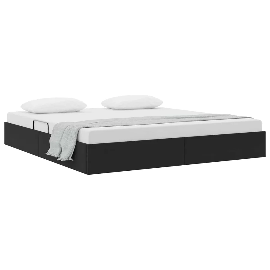 Cadre de lit ottoman avec stockage Noir 160 x 200 cm Velours - 3