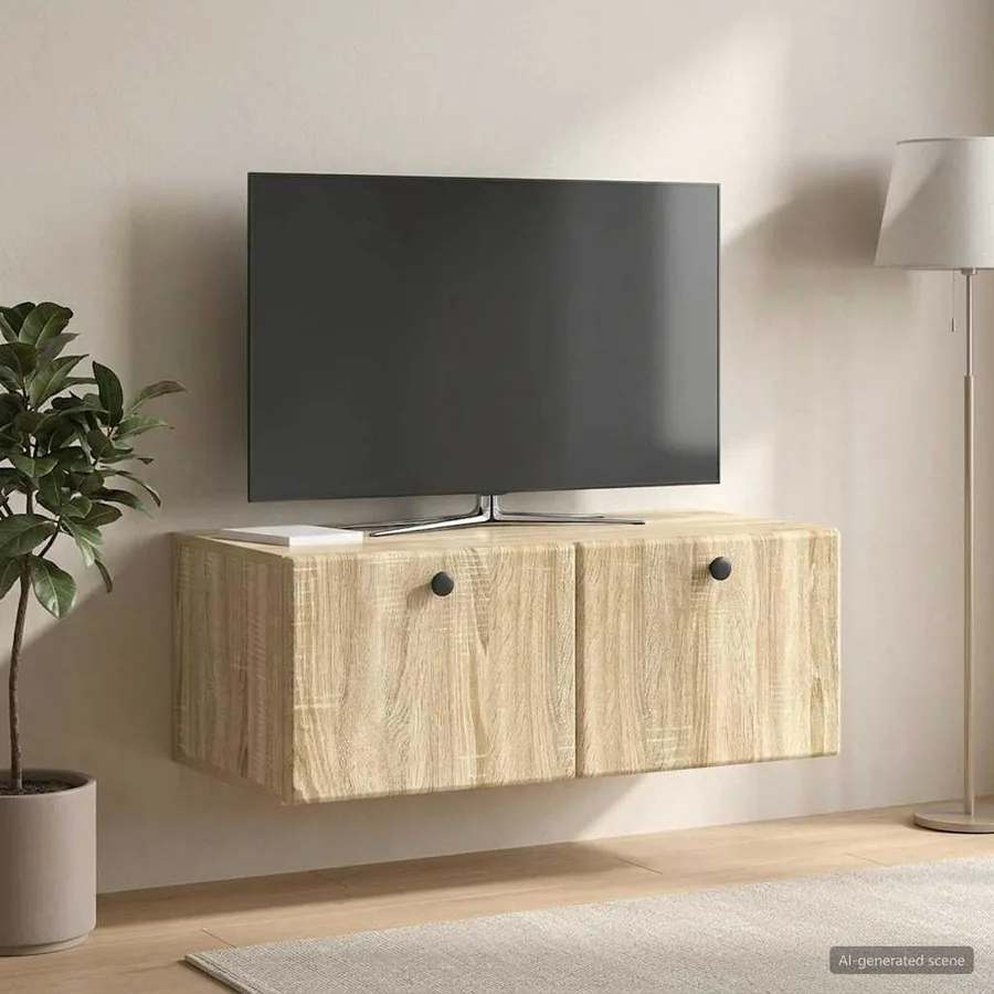 Meuble TV mural 78,5 x 41 x 30 cm Chêne Sonoma - 4