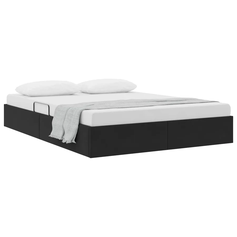 Cadre de lit ottoman avec stockage Noir 140 x 190 cm Velours - 3