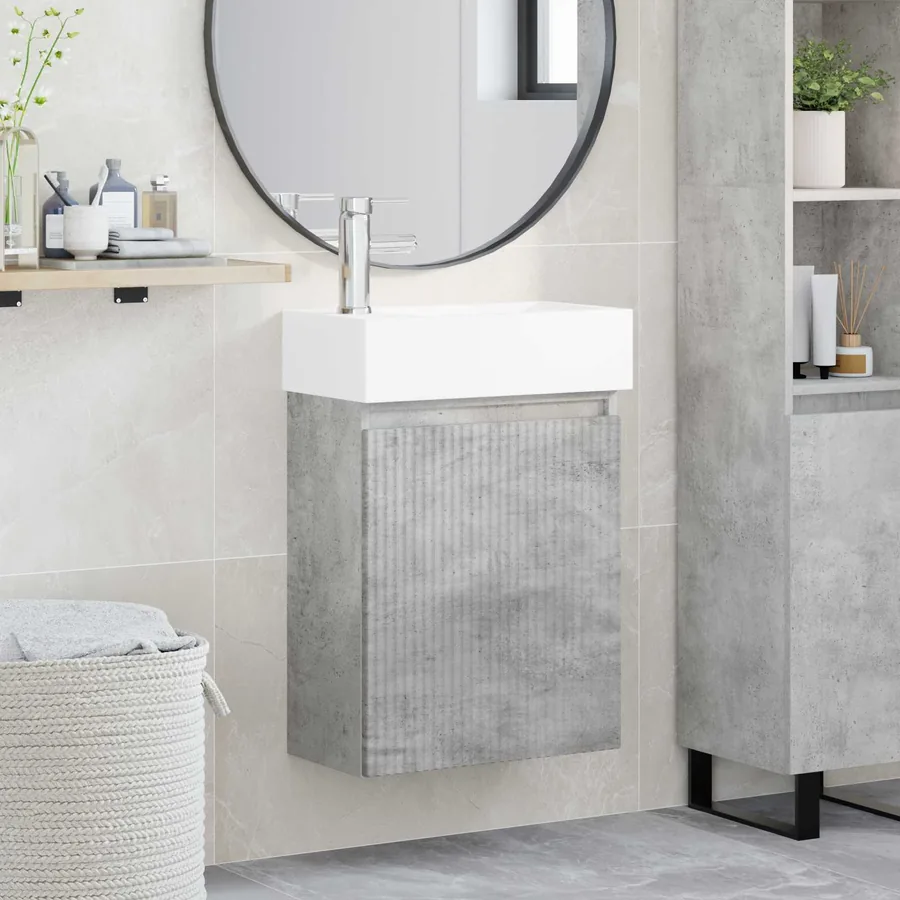 Meuble de salle de bain avec robinet Gris béton