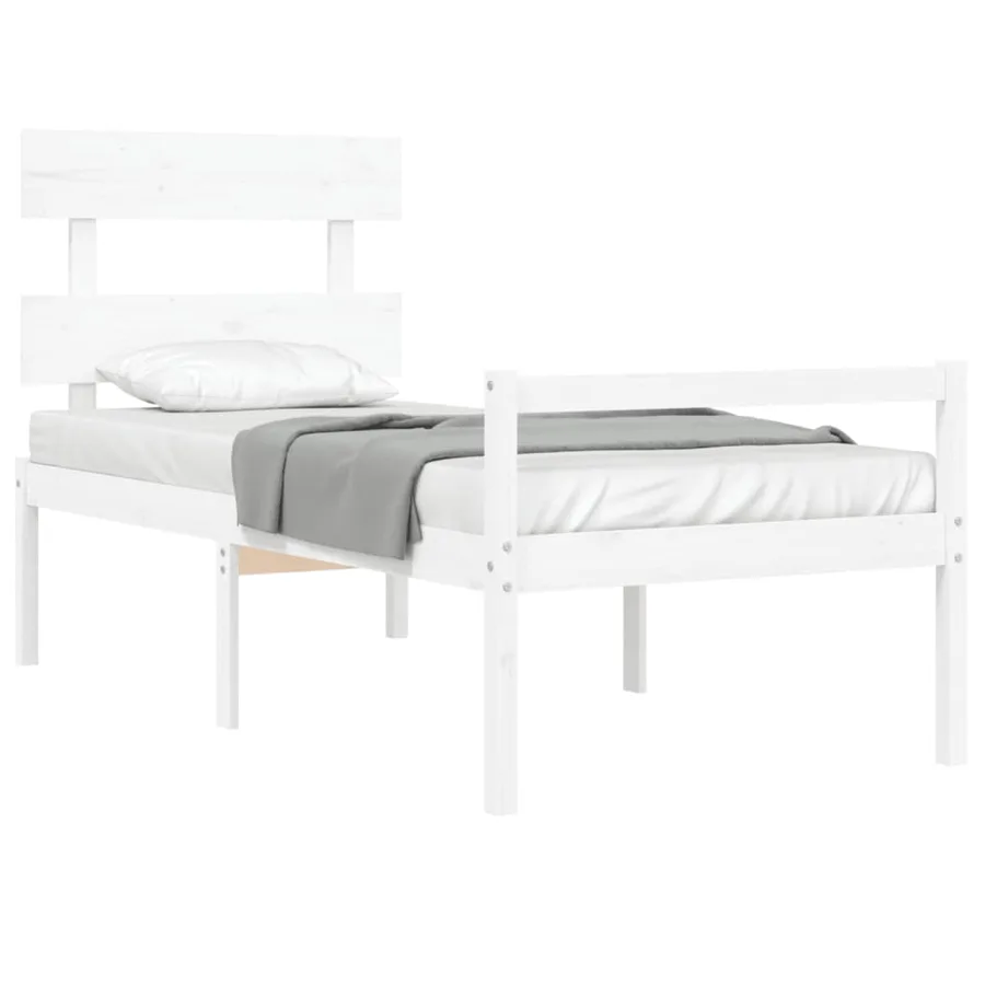 Lit pour personne âgée sans matelas blanc bois massif - 4