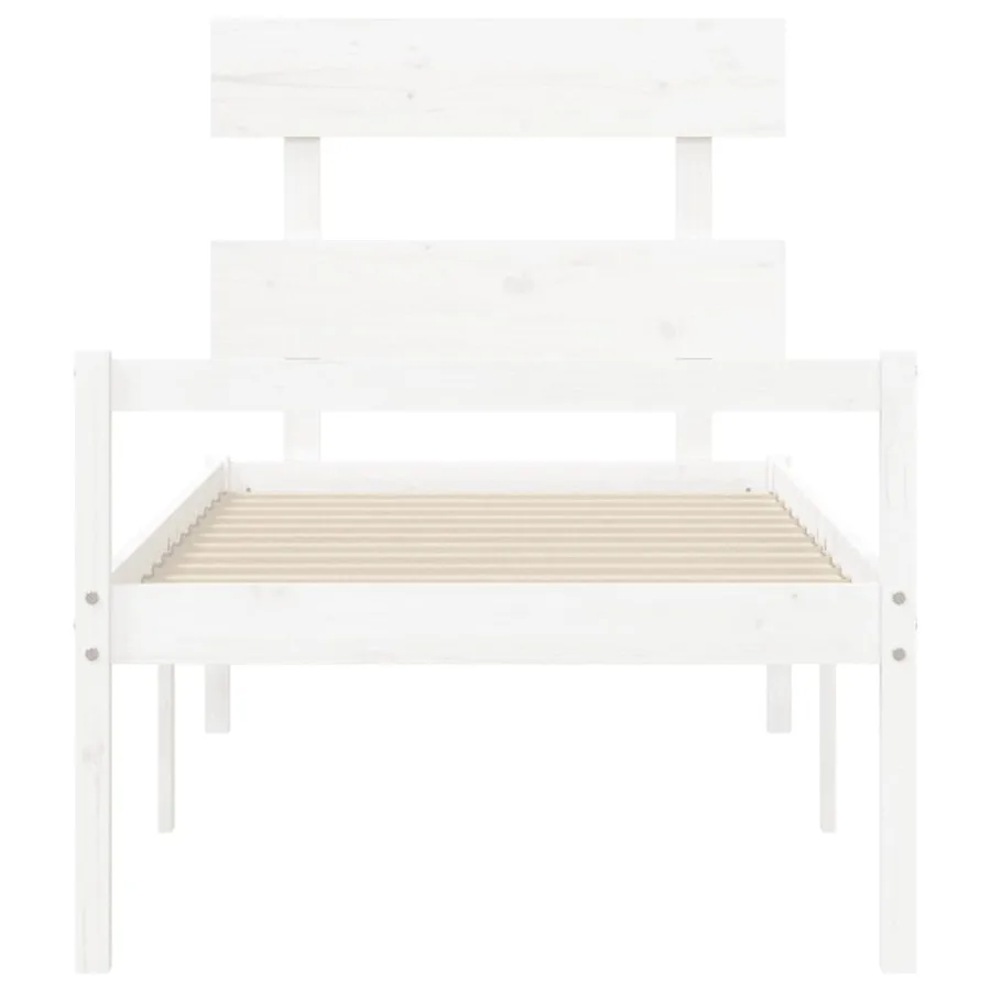 Senior bed without mattress white solid wood - 6