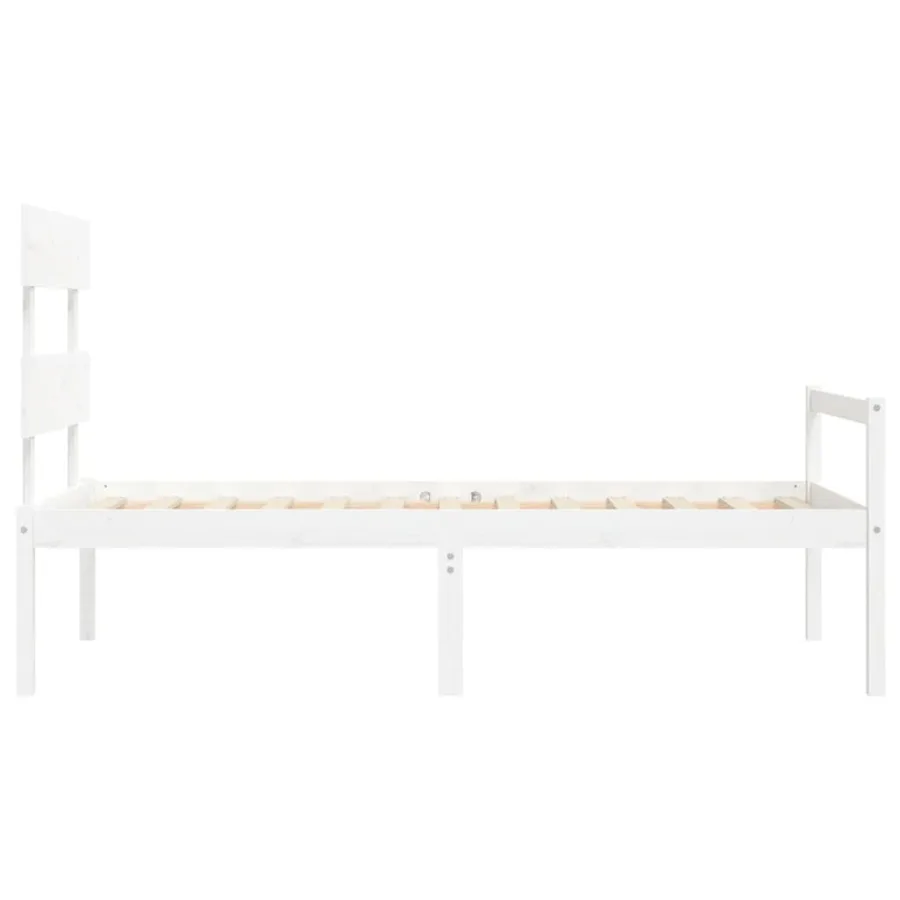 Senior bed without mattress white solid wood - 7