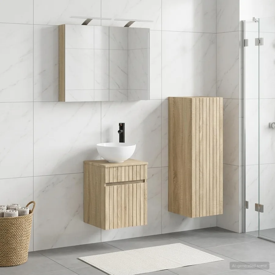 Ensemble de mobilier de salle de bain 4 pcs Chêne Sonoma