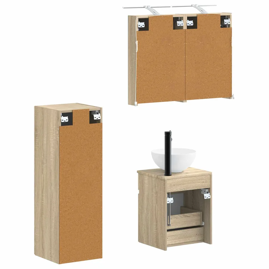 Ensemble de mobilier de salle de bain 4 pcs Chêne Sonoma - 5