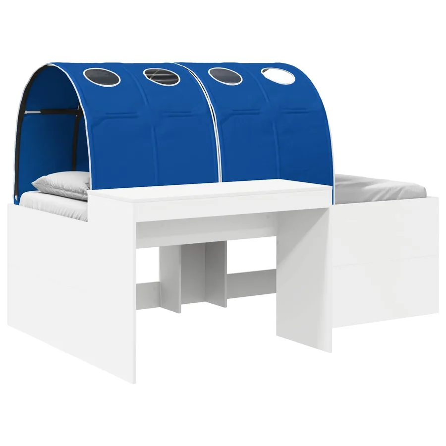 Lit haut pour enfants avec bureau 3 pc Blanc et bleu - 2
