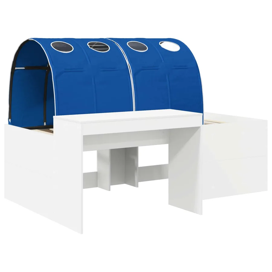 Lit haut pour enfants avec bureau 3 pc Blanc et bleu - 3