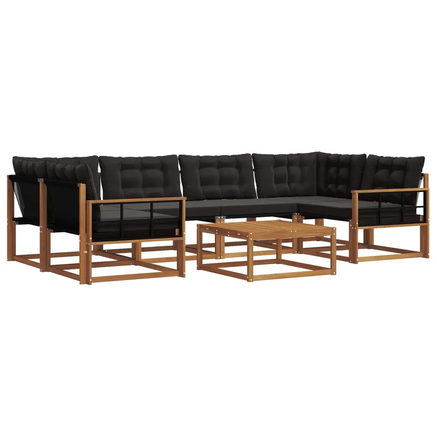 Ensemble de canapés d'extérieur 7 pcs Naturel et Noir - 2