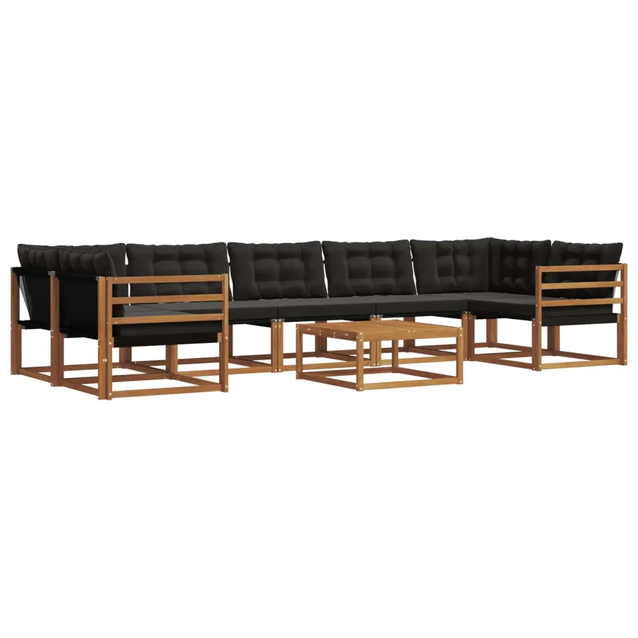 Ensemble de canapés d'extérieur 8 pcs Naturel et Noir - 2