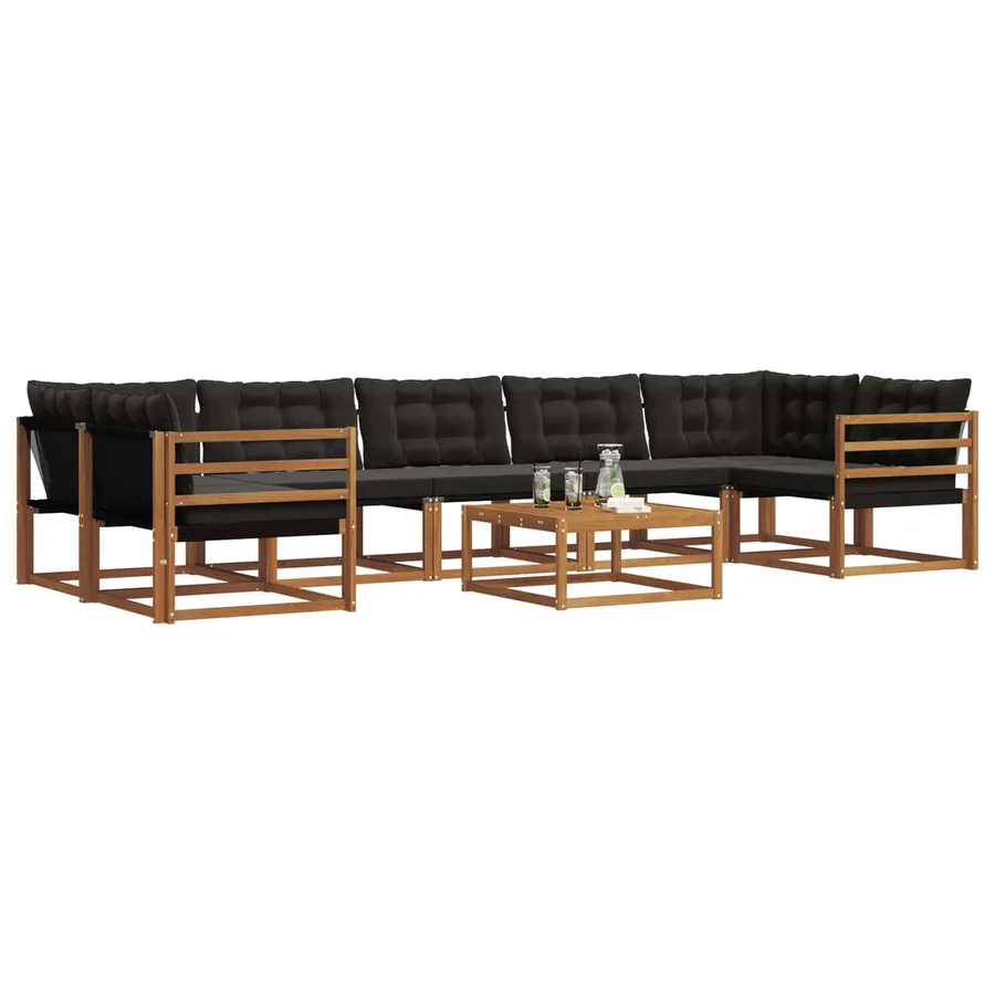 Ensemble de canapés d'extérieur 8 pcs Naturel et Noir - 3