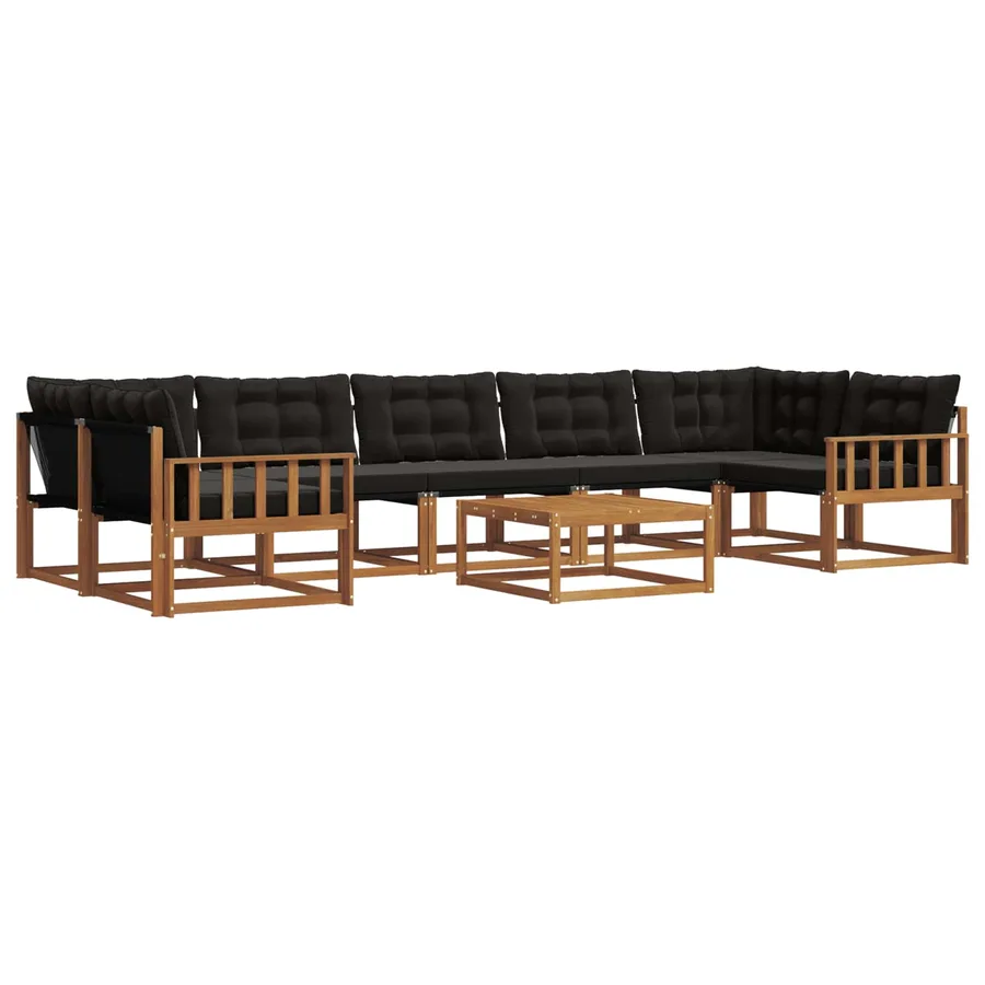 Ensemble de canapés d'extérieur 8 pcs Naturel et Noir - 2