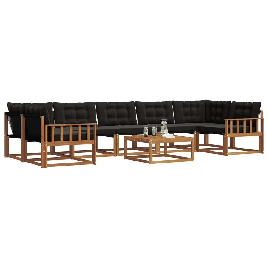Ensemble de canapés d'extérieur 8 pcs Naturel et Noir - 3