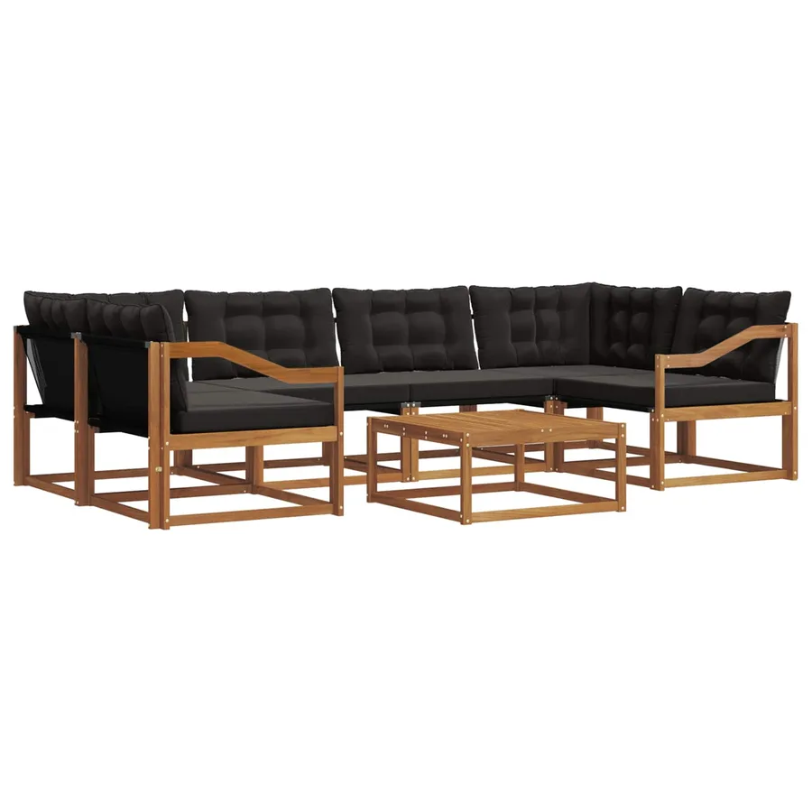 Ensemble de canapés d'extérieur 7 pcs Naturel et Noir - 2