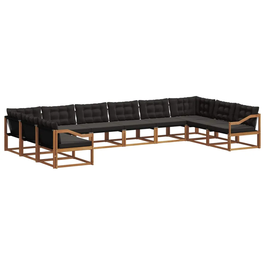 Ensemble de canapés d'extérieur 10 pcs Naturel et Noir - 2